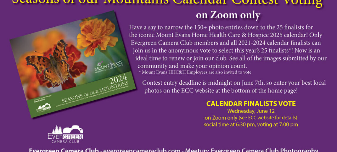 June 12th General Meeting: Seasons of Our Mountains 2025 Calendar Voting